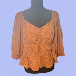 a • new day | Puff Elbow Sleeve Linen Shirt